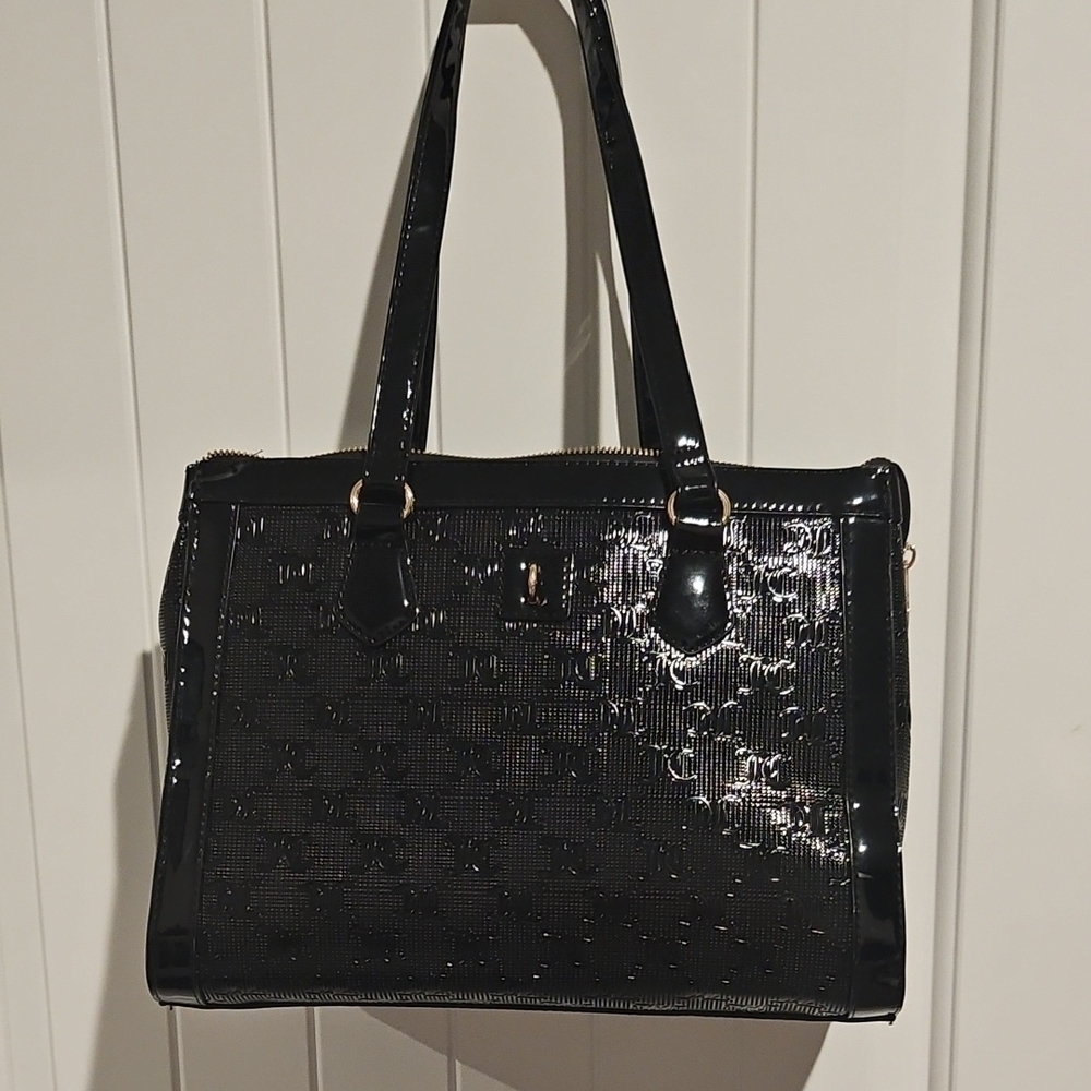 Juicy Couture Black Embossed Glossy Shoulder Bag